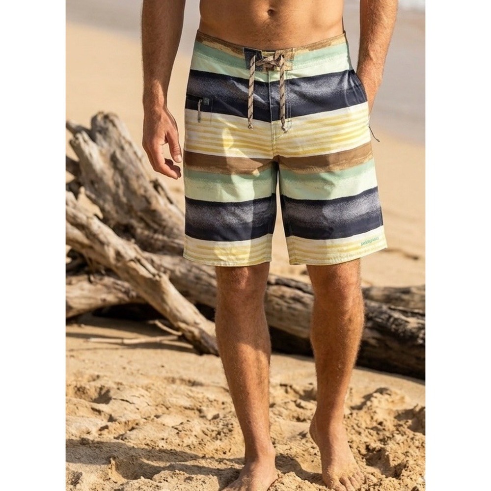 Patagonia Men's Board Shorts 33 Swim Trunks‎ Surf Casual Multicolor Stripe